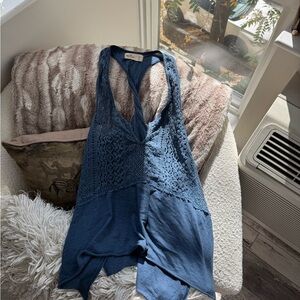 Hollister Navy Lace Halter Top